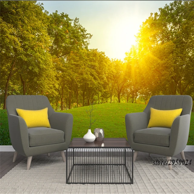 3D Photo Custom Modern Mural Wallpaper Forest Meadow Sunlight Scenery
