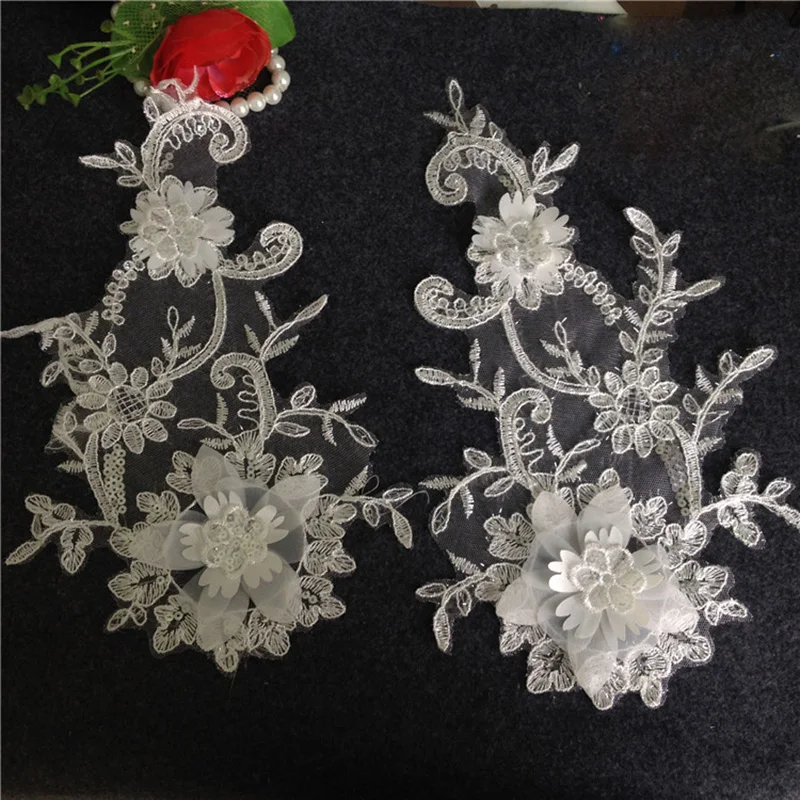 

1 Piece 3D Flower Lace Applique Embroidery Lace Fabric Appliqued Patch Sewing Trim Sewing Trims Costura Motif For Wedding Dress