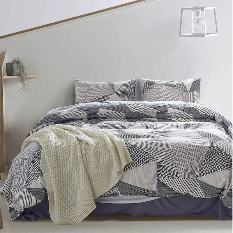 

EHOMEBUY 2018 Modern Bedding Sets 3 Pieces Quilt Cover Pillowcases Geometric Autumn Winter Home Hotel Bedroom Bedding Sets