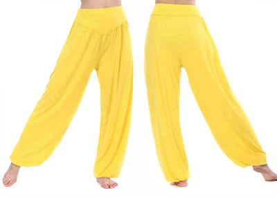 13 цветов, широкие штаны для йоги размера плюс, женские свободные штаны, длинные штаны для йоги, танцев, Размеры S M L XL XXL XXXL, мягкие домашние штаны из модала - Цвет: Цвет: желтый