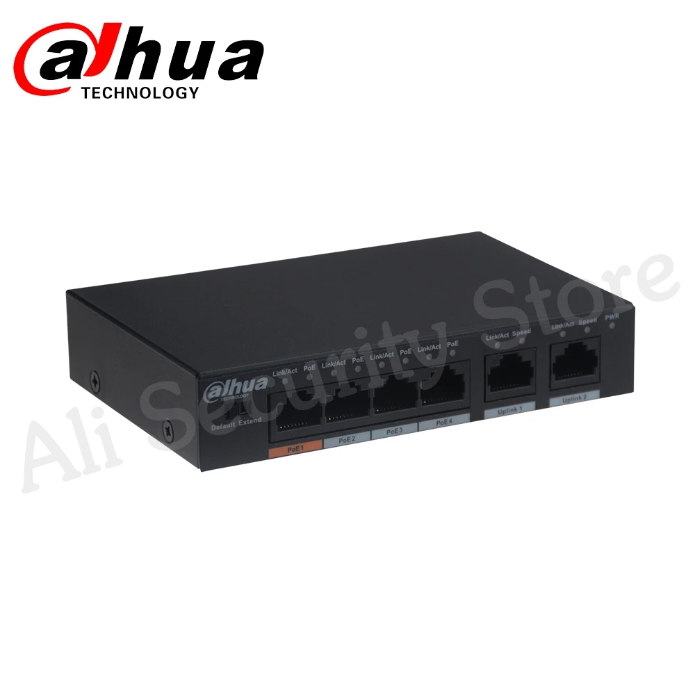 Dahua 4ch PoE коммутатор DH-S1500C-4ET2ET-DPWR 4CH Ethernet коммутатор с 250 м power Transit Расстояние Поддержка PoE + и протокол Hi-PoE