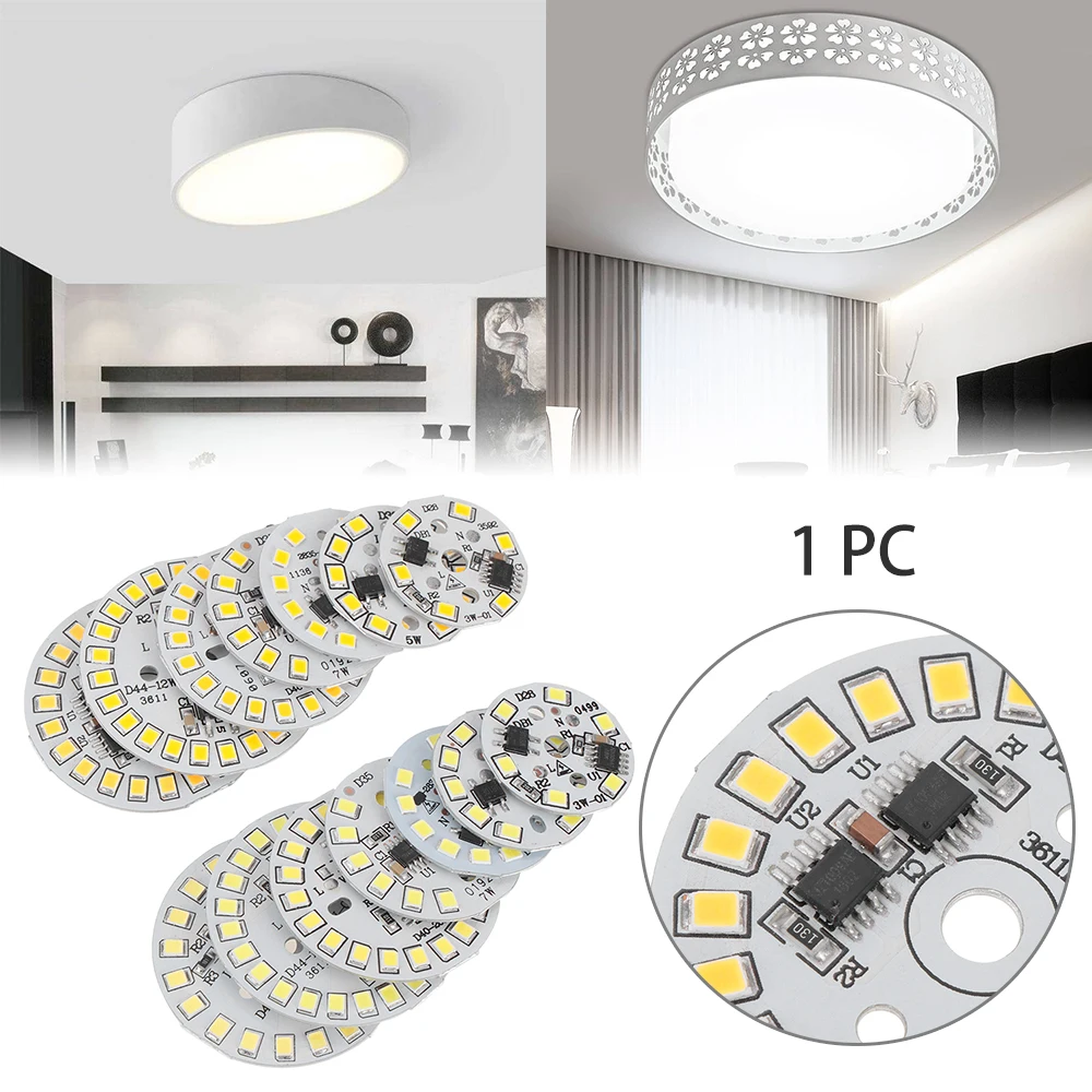 Умный IC круглый 3-15 Вт Светодиодный светильник-чип 2835 SMD Смарт IC чипы пластины ac220в теплый белый/белый светодиодный светильник COB лампы светодиодный