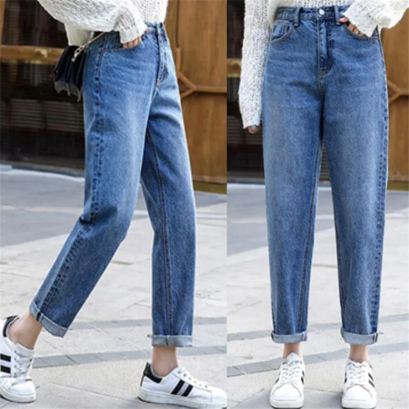 Джинсы женские Мама джинсы женщин джинсовка джинсы женские Высокая талия Винтаж корейские джинсы бренд Boyfriend джинсовые штаны для свободные мода плюс размеры дамы мотобрюки джинсы с высокой талией большие размеры