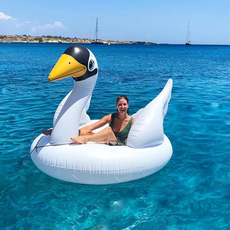 Intx Giant White Mega Swan Inflatable Swimming Pool Toy Float Ride Kids Raft K 