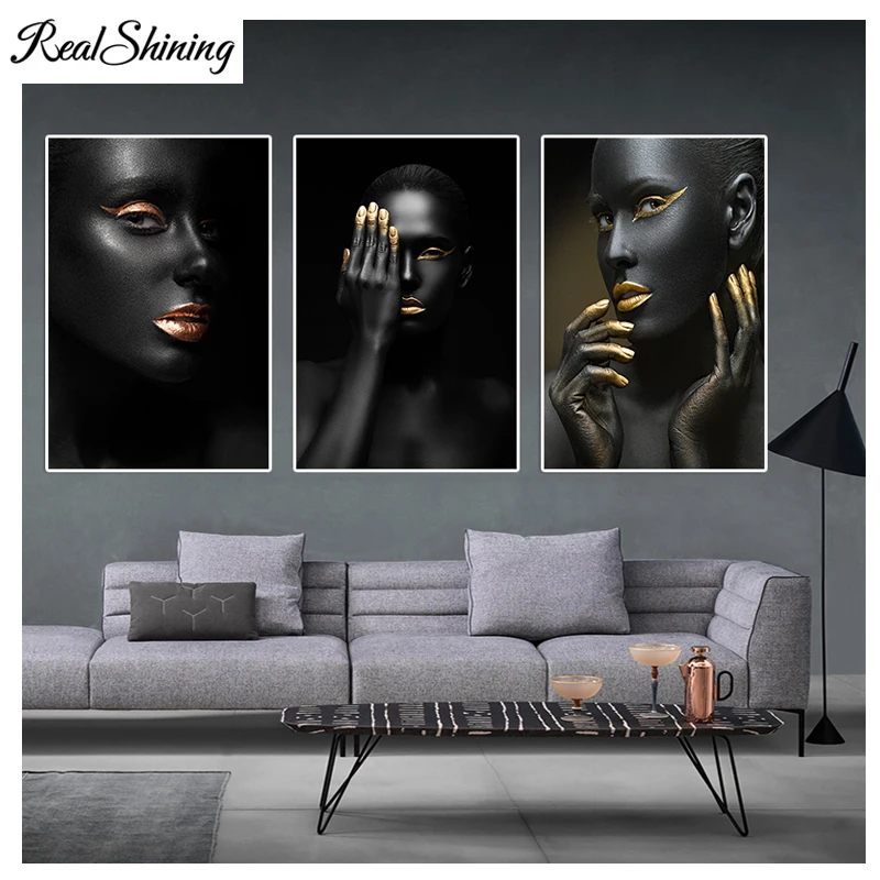 Golden Fashion Sexy Black Woman 999