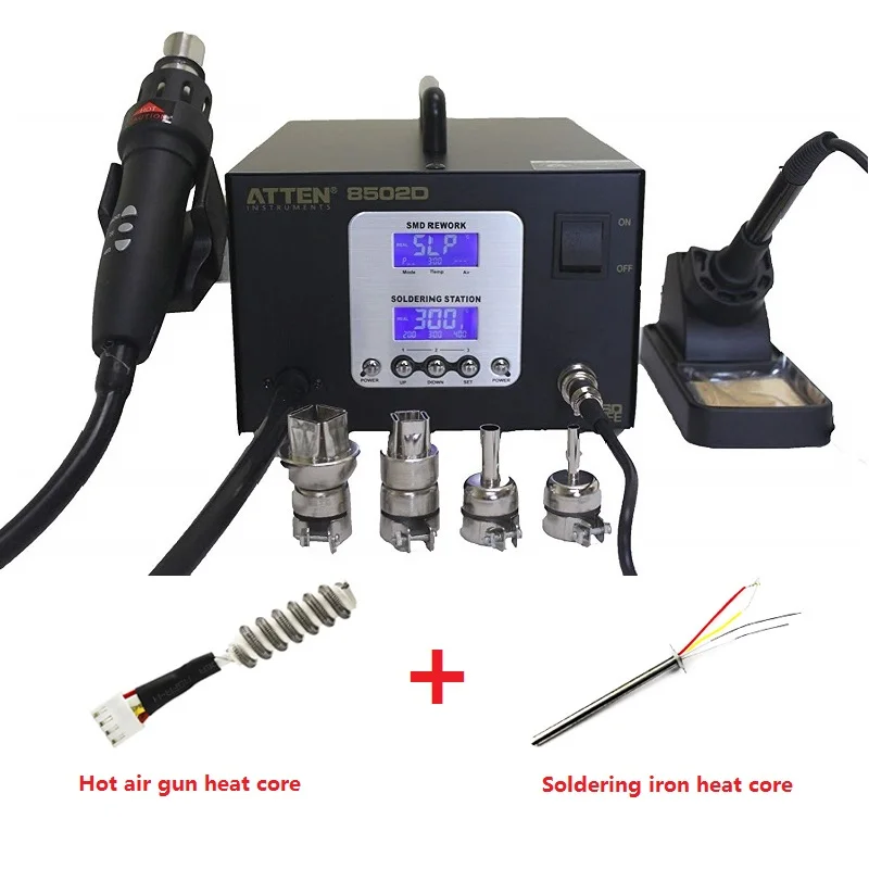 

Original Brand ATTEN AT8502D 2 in 1 Rework Station SMD Lead Free Hot Air Rework Station & Soldering Station