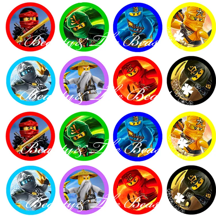 Us 6 62 17 Off Ninjago Stickers Ninjago Cupcake Toppers Birthday Party Decorations Kids Sticker Label For Birthday Baby Shower Party Supplies In