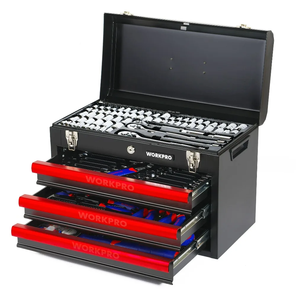 WORKPRO 408PC Home Tool Set Hand Tools Metal Tool Box Household Tool Set 