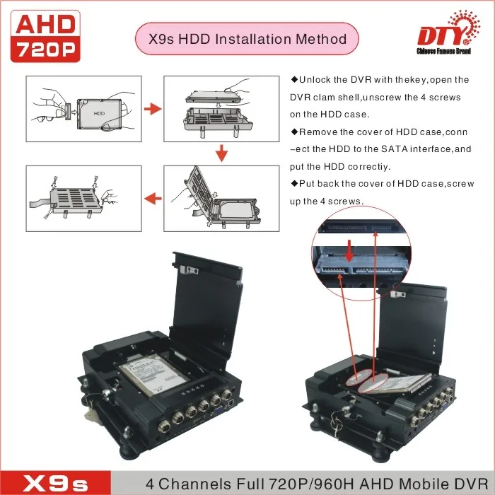 X9s-4GW, 4CH AHD 720 P видеорегистратор HDD CMSV6 MDVR с gps отслеживанием и Wi-Fi 4G беспроводной передачи