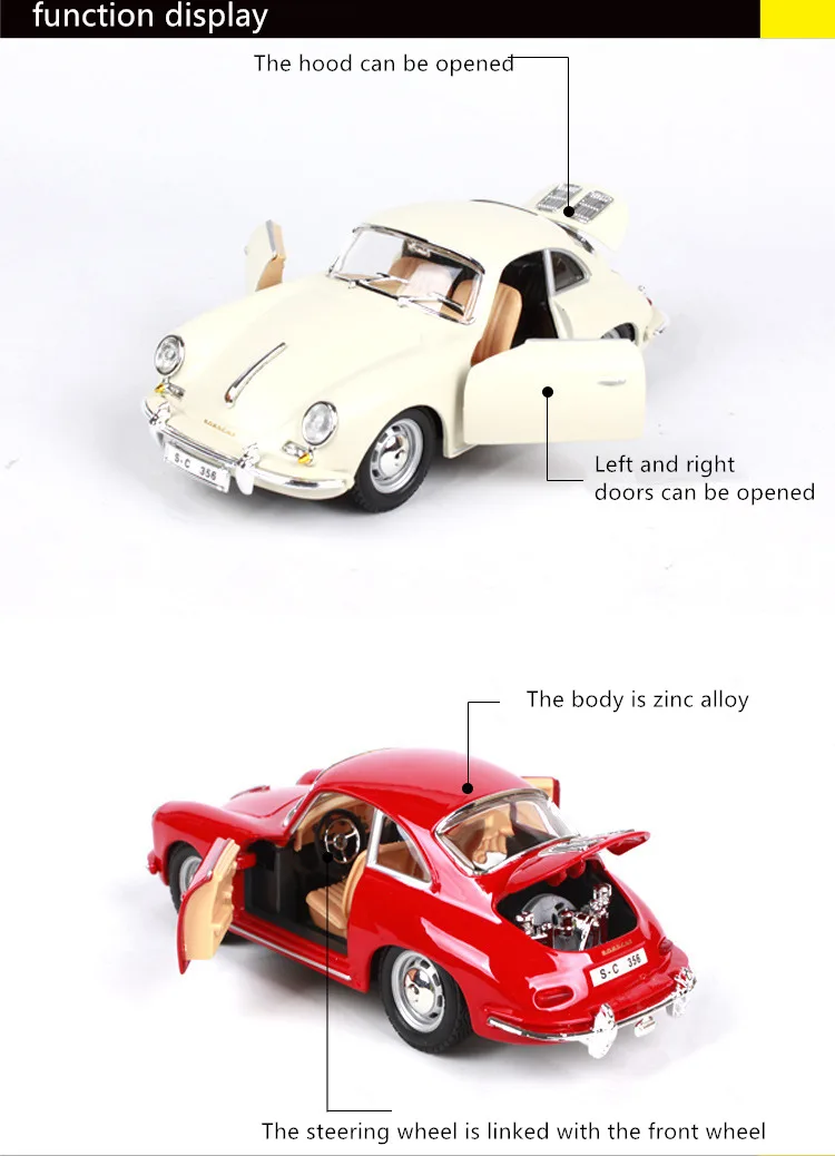 Bburago 1:24 Porsche 1961 жесткий Топ моделирования сплава Модель автомобиля ремесла Коллекция украшения игрушки инструменты подарок