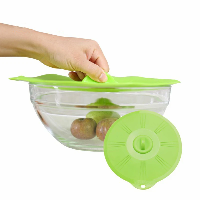 1 шт., зеленая силиконовая чаша для микроволновой печи, крышка для кастрюли, крышка для кастрюли, пищевая упаковка, инструменты для приготовления пищи, кухонная посуда DA