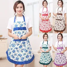 1Pcs Bowknot Flower Pattern Apron Woman Adult Bibs Home Cooking Baking Coffee Shop Cleaning Aprons Kitchen Accessories 46002