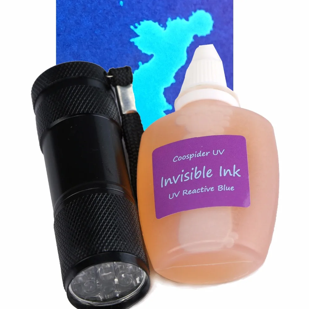 Coospider UV Blacklight Reactive Blue Invisible Ink Water based for