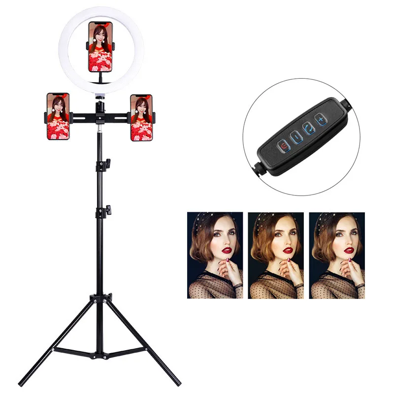 Светодиодная кольцевая лампа для селфи 14 дюймов с регулируемой яркостью USB для макияжа треножный Штатив для телефона фотосъемка для селфи камеры Youtube видеосъемка