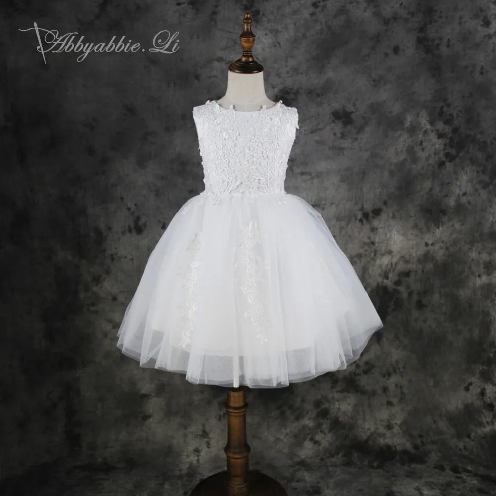 Abbyabbie Li First Communion Wedding Party White Ball Gown Bridesmaid Children Beauty Costume Princess Lace High