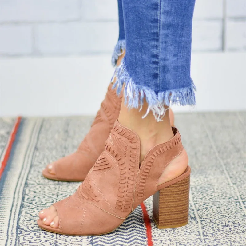 

Oeak Summer Fashion Women Casual Block Heel Pointed Toe Sandal High Heel Wedge Sandals Ladies Casual Shoes New 2019 Mujer