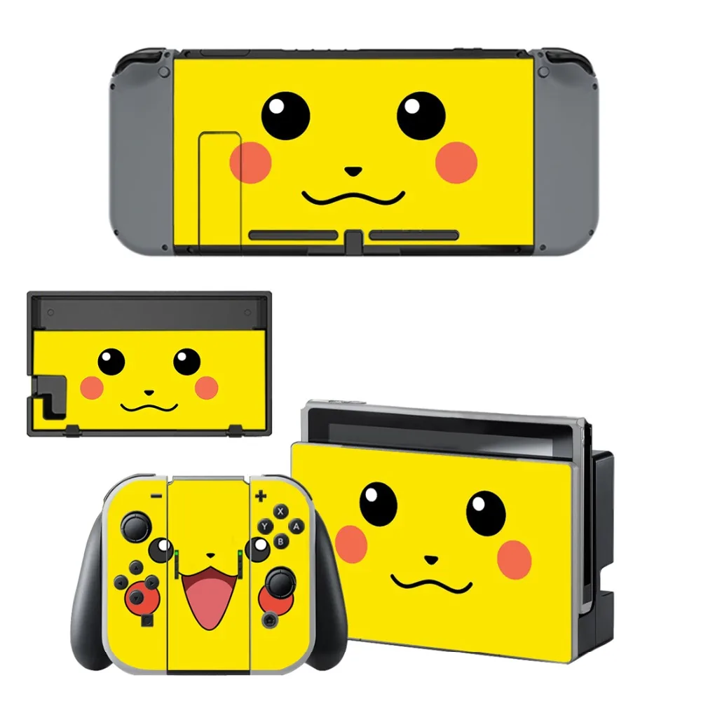 Pokemon GO Пикачу наклейка винил кожи протектор Стикеры для nintendo переключатель NS консоли + контроллер + держатель подставки защитная