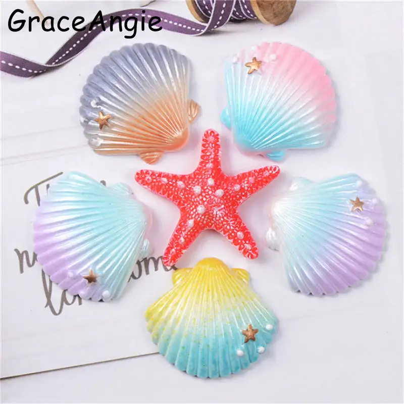 GraceAngie 10 шт. милые красочные расписные Ракушки Морская звезда форма Амулеты