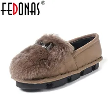 FEDONAS/Новое поступление; модная женская обувь на плоской подошве; женские теплые тапочки; зимняя обувь с плюшевой подкладкой; женская повседневная обувь с кроличьим мехом