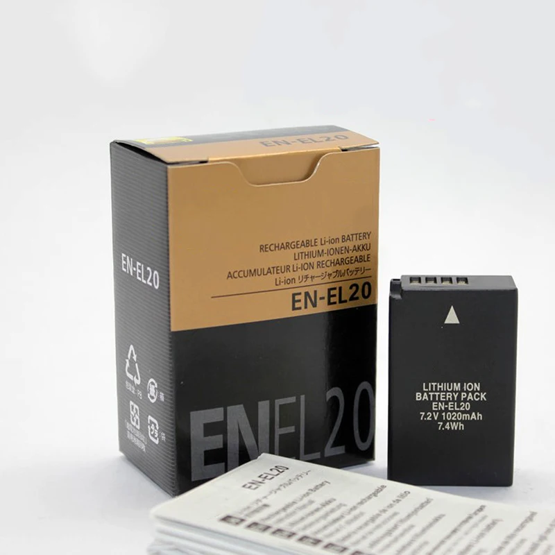 

2pcs/lot 1020mAh EN-EL20 EN EL20 ENEL20 Battery for Nikon J1 J2 J3 A AW1 S1 Cameras