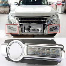 2 шт. автомобиль-Стайлинг для Mitsubishi Pajero- светодиодный DRL дневные ходовые огни дневного света с сигналом поворота противотуманная фара крышка