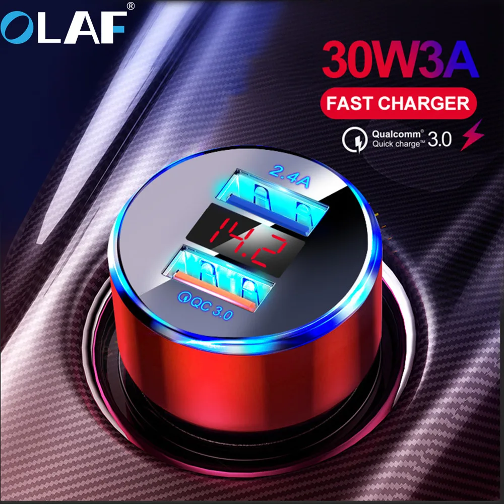 

OLAF 30W 3A Quick Charge 3.0 USB Car Charger for Xiaomi Mi Huawei Supercharge SCP QC3.0 Fast USB Car Phone Fast Charging