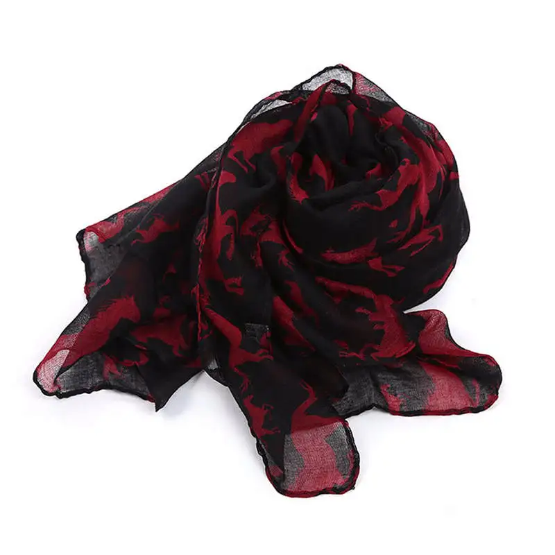  Women Ladies Horse Print Pattern Lace Long Scarf Warm Wrap Shawl handkerchief women's scarves handkerchief hijab scarf 40FE277