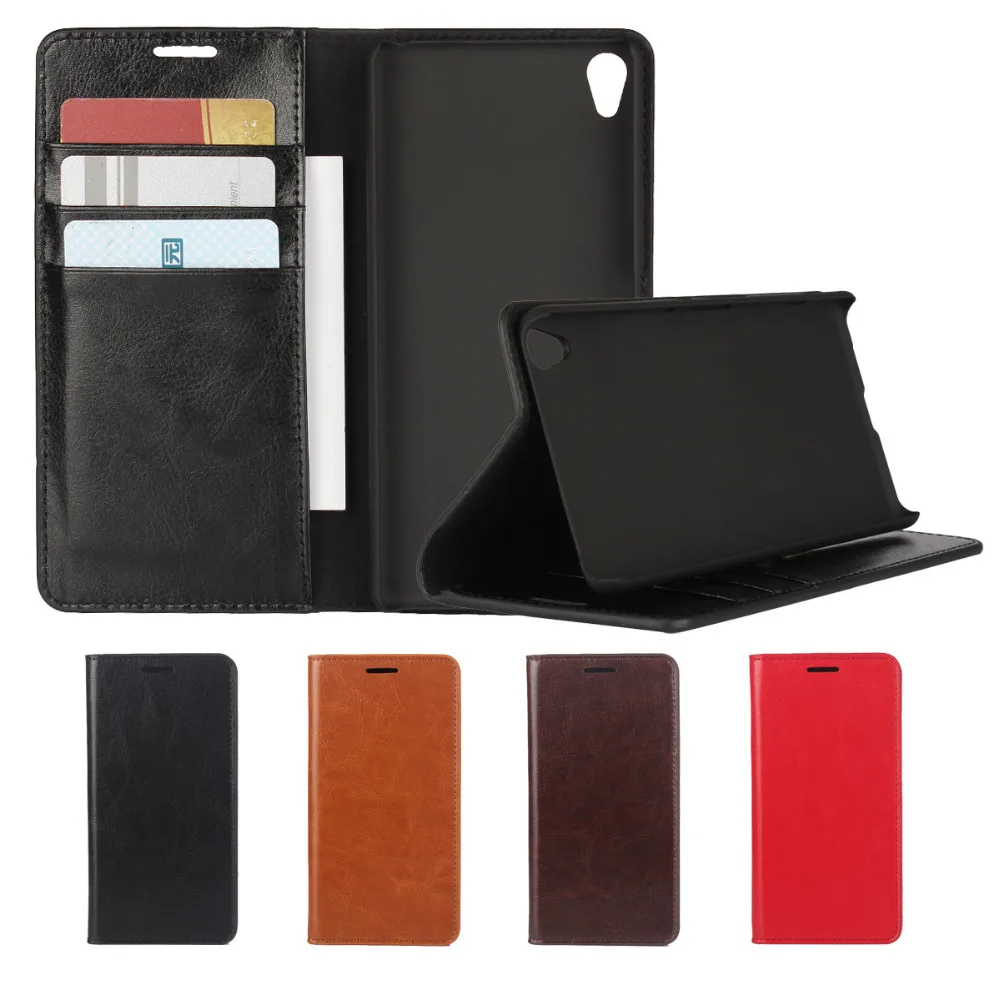 

XA Coque For Sony Xperia XA Etui Genuine Real Flip Leather Case Protective Cover Fundas Brown Black Capa Cases Accessories Bags