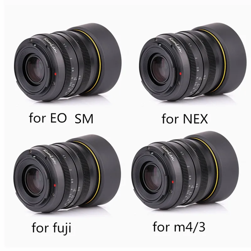 Koop Kamlan lens 50mm F1.1 APS C Grote Diafragma Handmatige Focus Lens Voor Canon EOS M NEX Fuji X M4 3 camera #039;s Met zonnekap