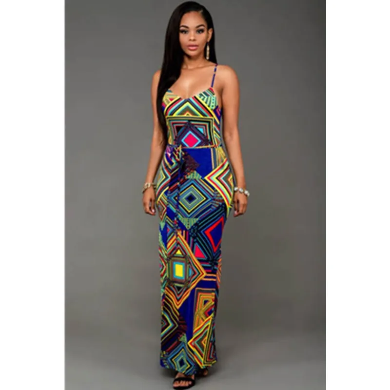 Spring and Summer Young Girls 2016 Newest Hot Sale Allcover Printed Boho Beach Wear Maxi Dress L51308-1 (2)