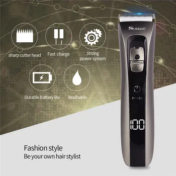 

Whole Body Washable Electric Hair Clipper USB Rechargeable Hair Cutting Machine Kid Adult Hair Trimmer Battery Remaining Display