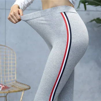 High Quality Cotton Leggings Side stripes Women Casual Legging Pant Plus Size 5XL High Waist Fitness Leggins Plump Female 1