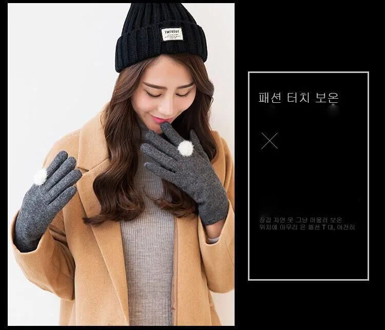 SUOGRY Wool Gloves Mittens for Women Smartphone use Winter Warm Knitted Fashion Gloves Black Pink Gray Khaki Ladies Brand Gloves