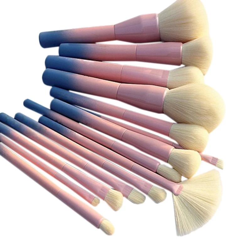 14Pcs Gradient Color Makeup Brushes Set Cosmetic Powder Foundation Eyeshadow Eyeliner Brush Kits Make Up Brush Tool