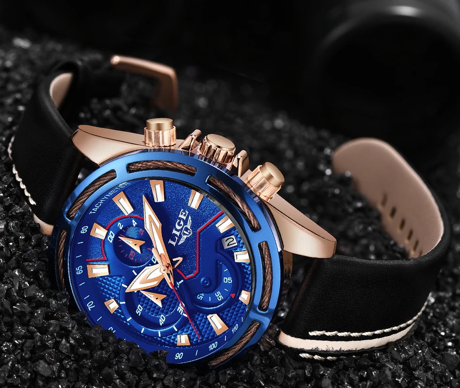 Reloje Новый LIGE для мужчин часы мужской кожаный Автоматическая Дата кварцевые роскошные мужские часы бренд водонепроница спортивные Relogio