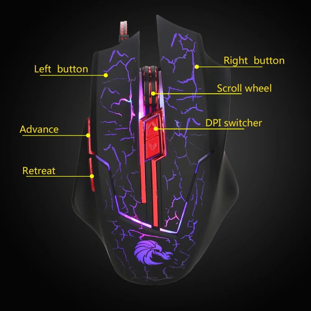 HXSJ Professional Wired Gaming Mouse 5600DPI Adjustable 6 Buttons Cable USB LED Optical Gamer Mouse For PC Computer Laptop Mice HXSJ Professional Wired Gaming Mouse 5600DPI Adjustable 6 Buttons Cable USB LED Optical Gamer Mouse For PC Computer Laptop Mice