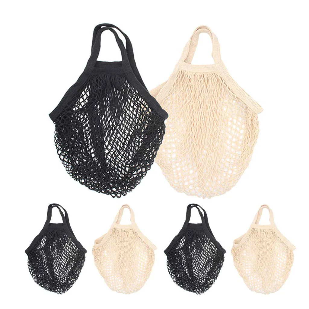 

6PCS Mesh Net Turtle Bag String Shopping Bag Reusable Fruit Storage Handbag Tote