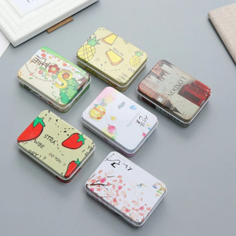

Colorful Mini Tin Box Sealed Packing Boxes Jewelry Candy Small Storage Coin Earrings Headphones Gift Box