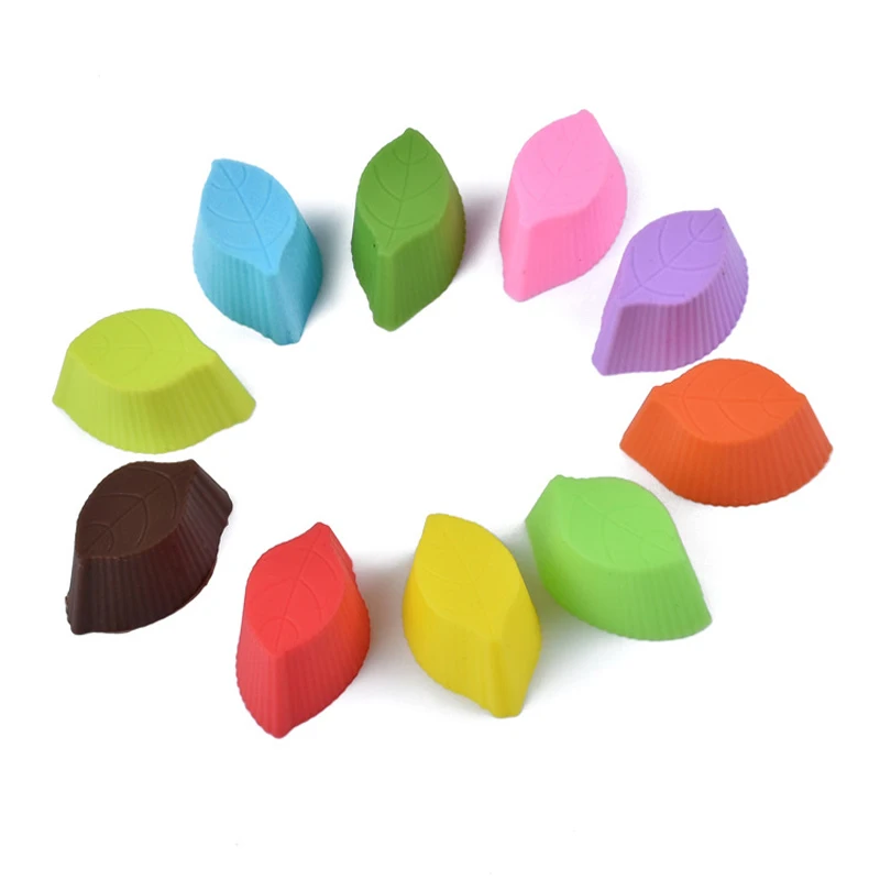

10 Pcs Creative Silicone Mold Cup Leaves Mold Cake Baking Mold DIY Kitchen Pastry Tools Fancy Cupcake Decoration Mould 2019