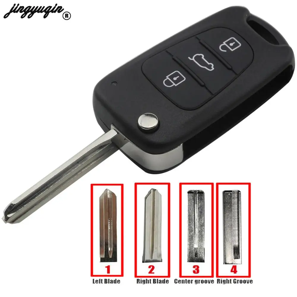 

jingyuqin 3 button Folding Car Key Shell Case for Kia Soul Rio Picanto Ceed Cerato Sportage K2 K3 K5 for Hyundai I30 IX35 Avante