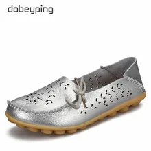 Women’s Casual Shoes Genuine Leather Woman Loafers Slip-On Female Flats Moccasins Ladies Driving Shoe Cut-Outs Mother Footwear