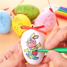 Детская ручная работа DIY пасхальное яйцо граффити Рисование игрушки ручное искусство и ремесло игрушки для детей Мальчики Девочки подарок окрашенная яичная скорлупа игрушки