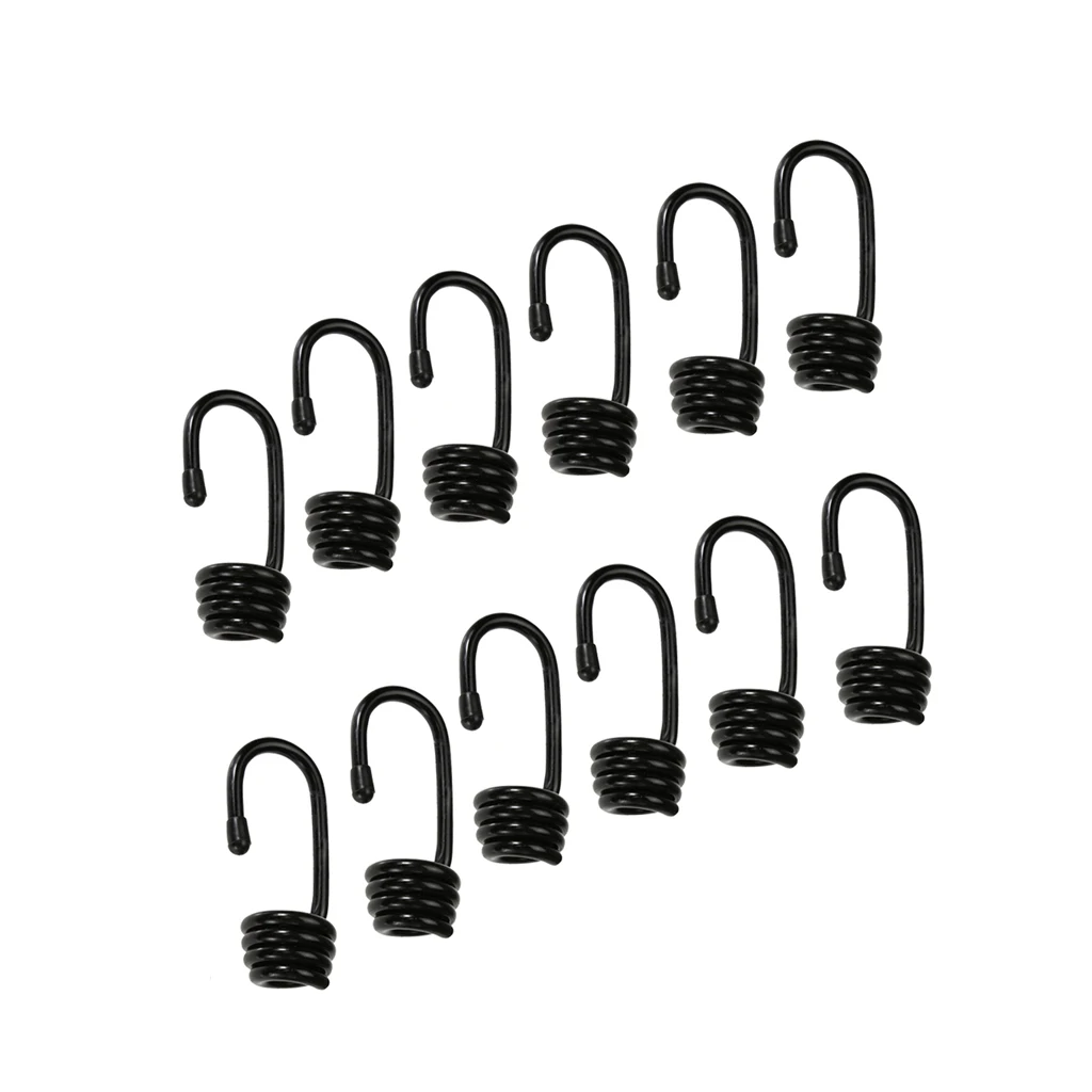 12 Pieces/set High Strength Steel Wire End Hooks for 6mm Kayak Shock Cord Elastic Rope Luggage Tie Down Straps