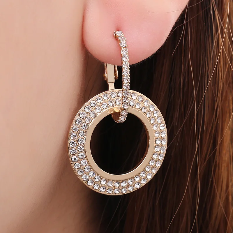 

Vintage Simple Trendy Inlay Zircon Hoop Earrings For Women Bohemian Statement Geometry Round Creole Earring Pierce Jewelry