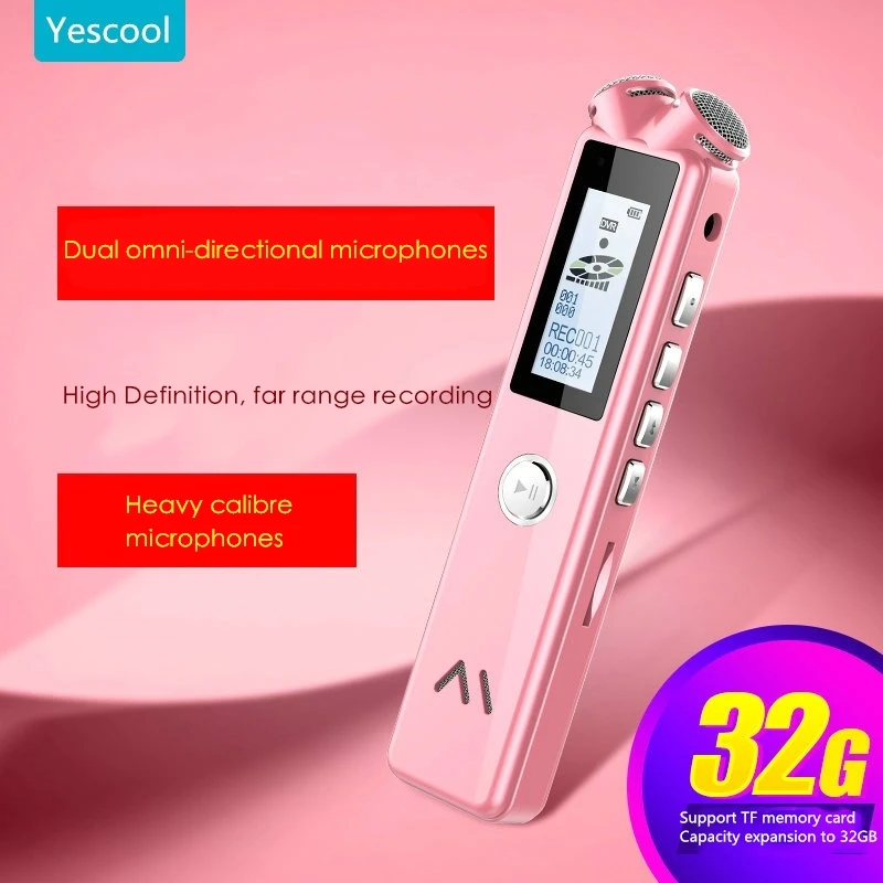Yescool A20 8 | 16 32 Гб Профессиональный мини цифровой диктофон для MP3 плеера черный и