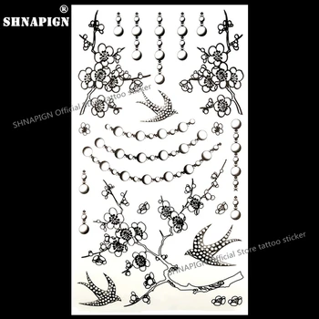 

SHNAPIGN Swallow Pearl Temporary Tattoo Body Art Arm Flash Tattoo Stickers 17*10cm Waterproof Fake Henna Painless Tattoo Sticker