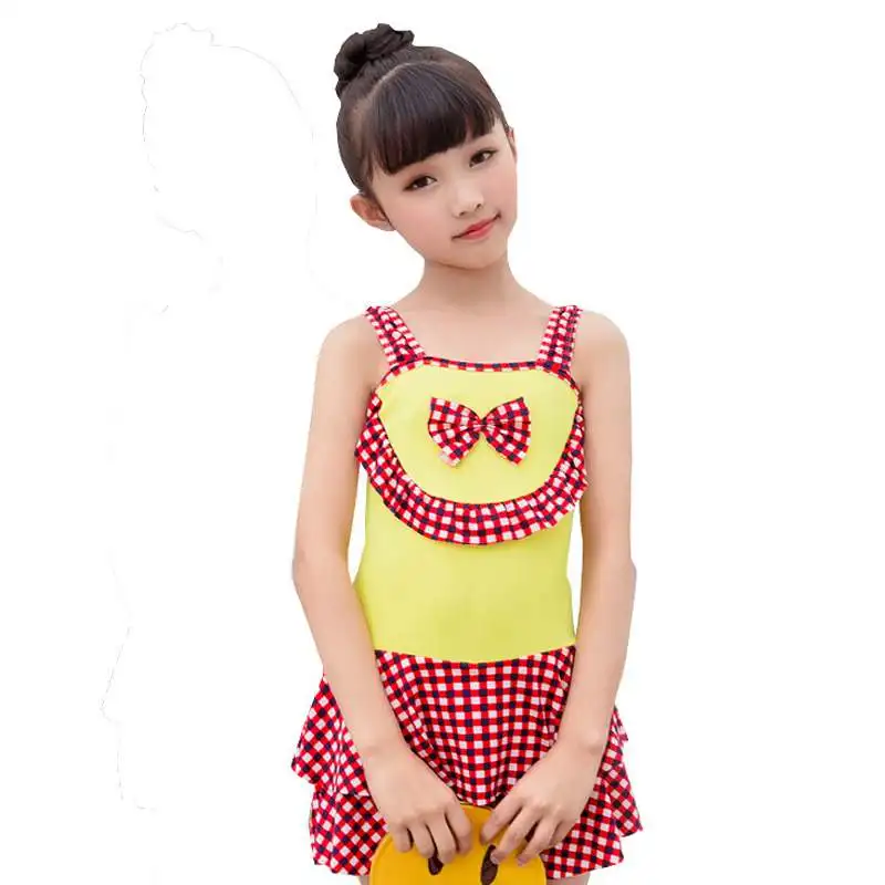 Купальный костюм для маленьких девочек; цельный клетчатый купальник с бантом для маленьких девочек; купальный костюм