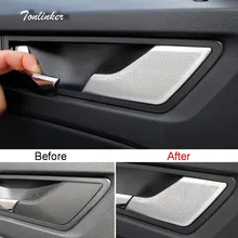 Tonlinker Cover Sticker For SKODA KODIAQ 2017-18 Car Styling 4 Pcs stainless steel Interior Door handle Speaker Cover stickers