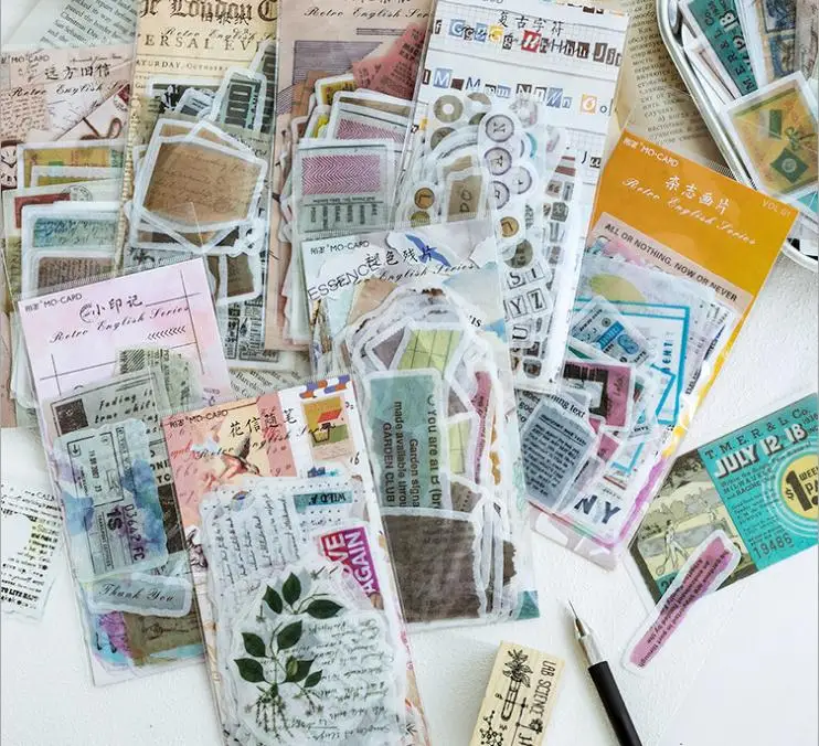 

60 Pcs Vintage Stamps Decor Labels Stickers Photos Frame Decor Props Stickers For DIY Handmade Scrapbook Stickers Photo Album