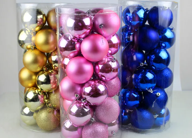 24 piezas/barril bolas de Navidad ornamentos del árbol de Navidad decoraciones mall Hotel techo colgante bola de plástico cromado 24 piezas/barril bolas de Navidad ornamentos del árbol de Navidad decoraciones mall Hotel techo colgante bola de plástico cromado